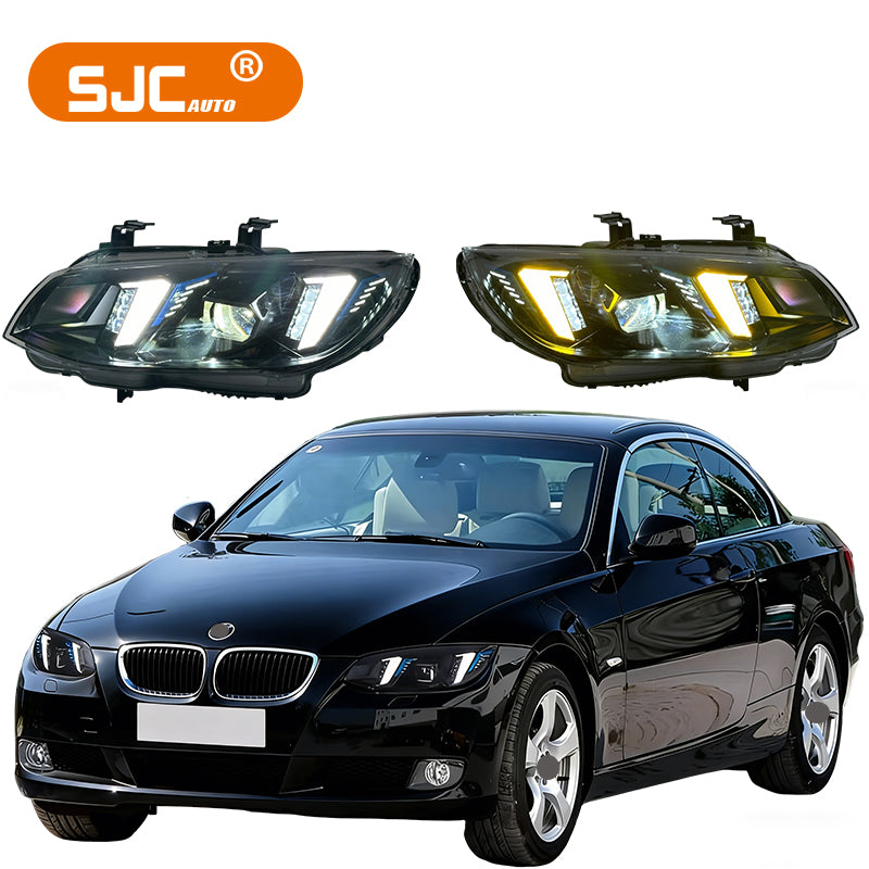BMW 3 serisi M3 E92 E93 için Mikke oto LCI LED çift renkli farlar 2010- 2013 yılan gözler modifiye DRL far 335i 328i
