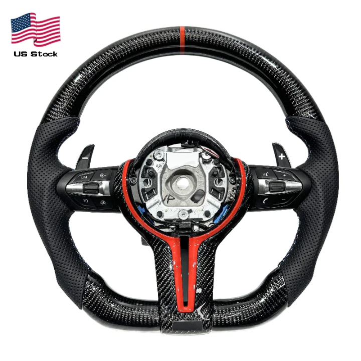 Premium Carbon Fiber & Red Accent Sport Steering Wheel for BMW M Series (F80 / F10 / F12 / F15 / F20 / F22 / F30 / F31 / F32 / F33 / F36 M3)