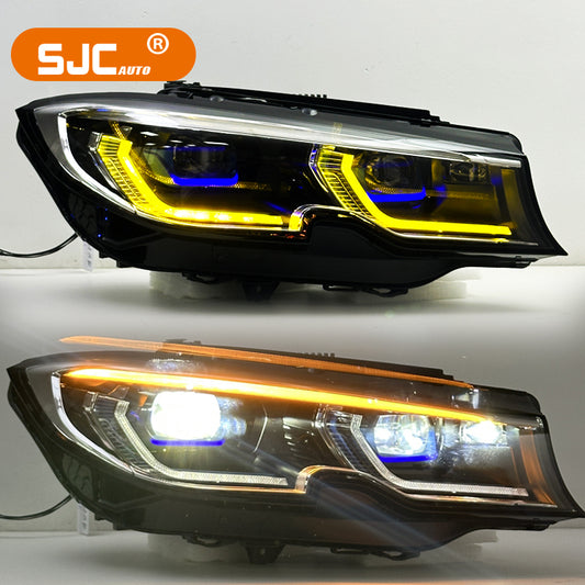 BMW 3 serisi için Mikke otomatik sarı beyaz farlar G20 G28 19-22 çift renk Drl kafa lamba fişi ve oyun lazer far yeni stil