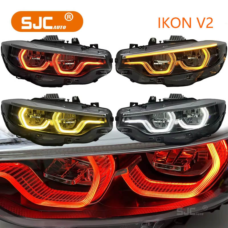 BMW 4 Serisi F32 F33 F36 F80 F82 F8X M3 M4 için Mikke Beyaz Sarı Kehribar Kırmızı V2 IKON Tarzı Drl Far, Emark Onaylı