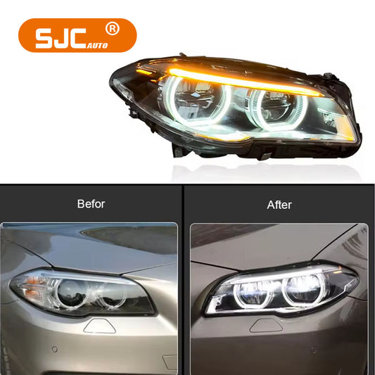 BMW 5 serisi için Mikke oto F10 F18 520i 525i tam LED far 2011-2017 yükseltme melek gözler gündüz çalışan lamba aksesuarları