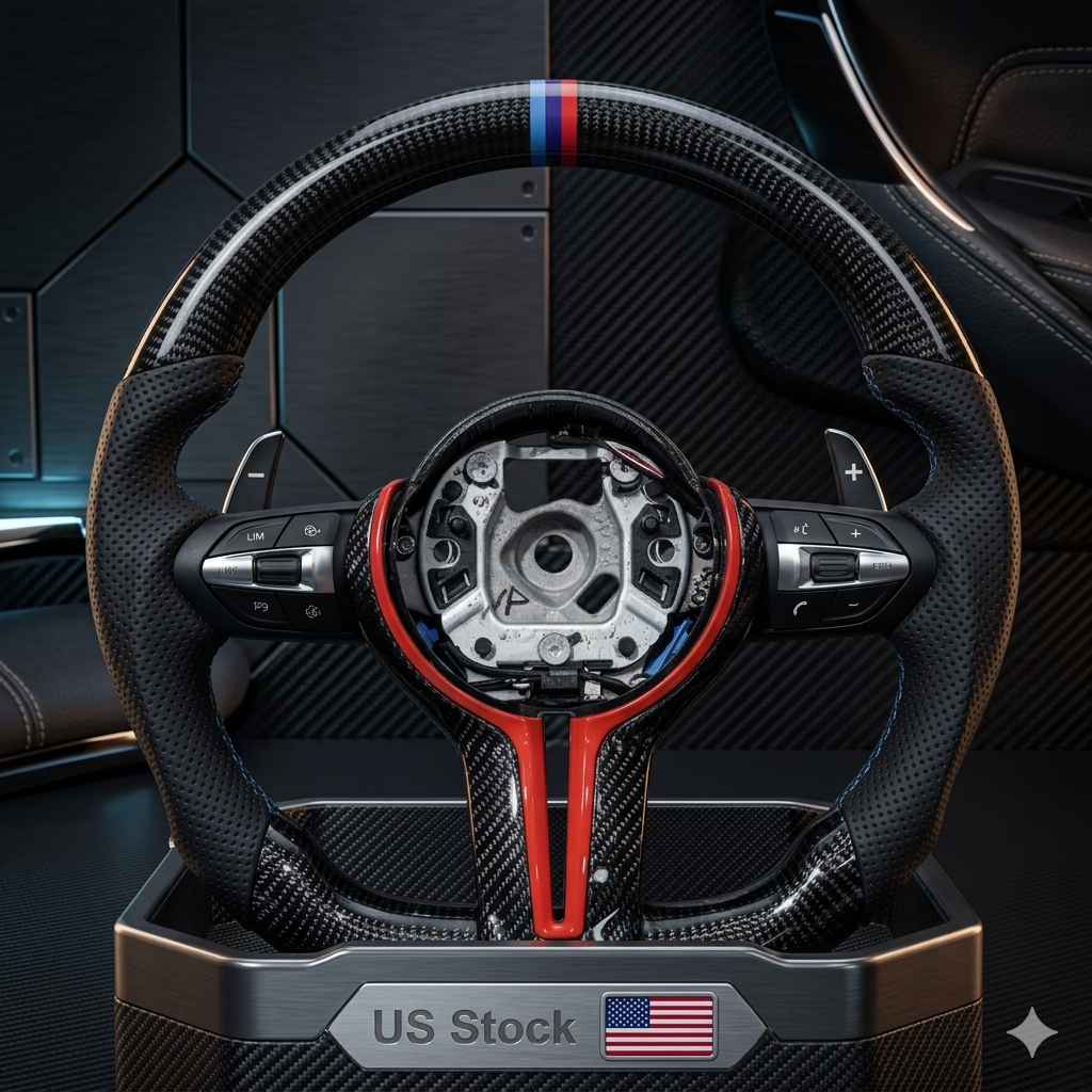 Premium Carbon Fiber & Red Accent Sport Steering Wheel for BMW M Series (F80 / F10 / F12 / F15 / F20 / F22 / F30 / F31 / F32 / F33 / F36 M3)
