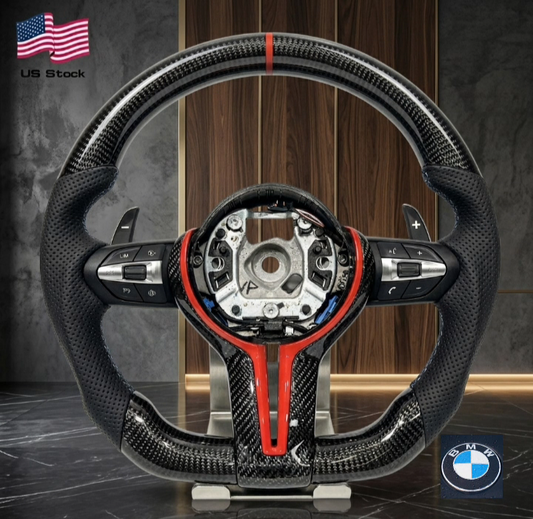 Premium Carbon Fiber & Red Accent Sport Steering Wheel for BMW M Series (F80 / F10 / F12 / F15 / F20 / F22 / F30 / F31 / F32 / F33 / F36 M3)