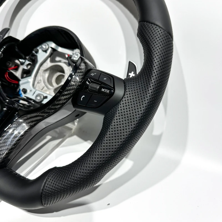 Carbon Fiber & Genuine Leather BMW Sport Steering Wheel – M Performance Style Upgrade for F80 F10 F12 F15 F20 F22 F30 F31 F32 F33 F36 M3 M4 – US Stock Ready to Ship
