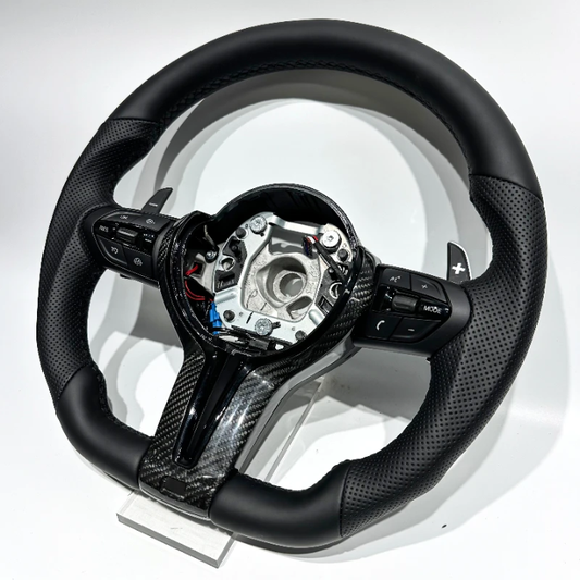 Carbon Fiber & Genuine Leather BMW Sport Steering Wheel – M Performance Style Upgrade for F80 F10 F12 F15 F20 F22 F30 F31 F32 F33 F36 M3 M4 – US Stock Ready to Ship
